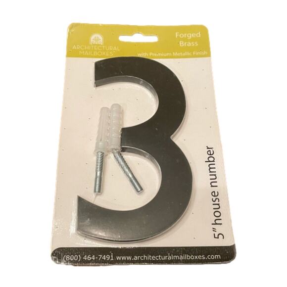 Architectural Mailboxes House Address Number 3 Brand New In Package Sealed Brass - Picture 1 of 3